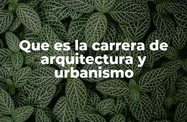 Que es la Carrera de Arquitectura y Urbanismo