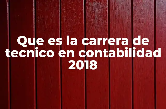 Que es la Carrera de Tecnico en Contabilidad 2018
