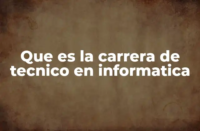 Que es la Carrera de Tecnico en Informatica