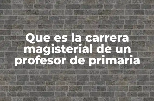 Que es la Carrera Magisterial de un Profesor de Primaria