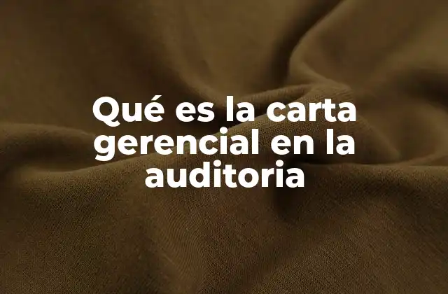 Qué es la Carta Gerencial en la Auditoria