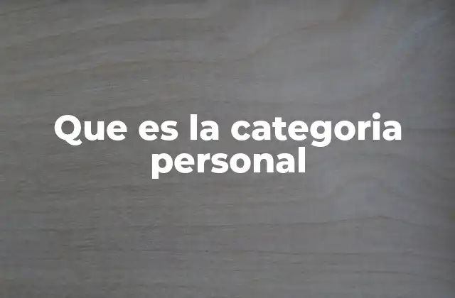 Que es la Categoria Personal