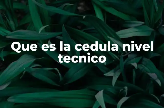Que es la Cedula Nivel Tecnico