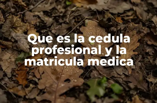 Que es la Cedula Profesional y la Matricula Medica
