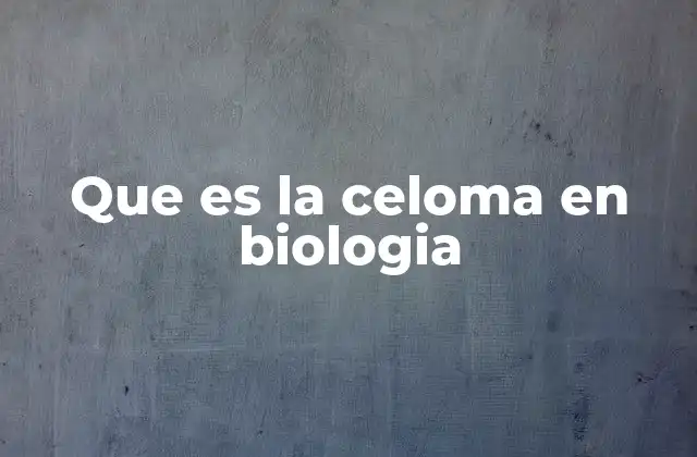 Que es la Celoma en Biologia
