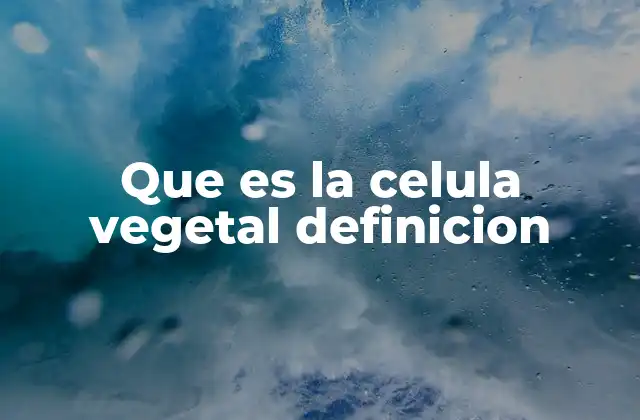 Que es la Celula Vegetal Definicion