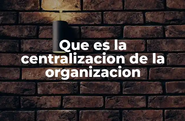 Que es la Centralizacion de la Organizacion
