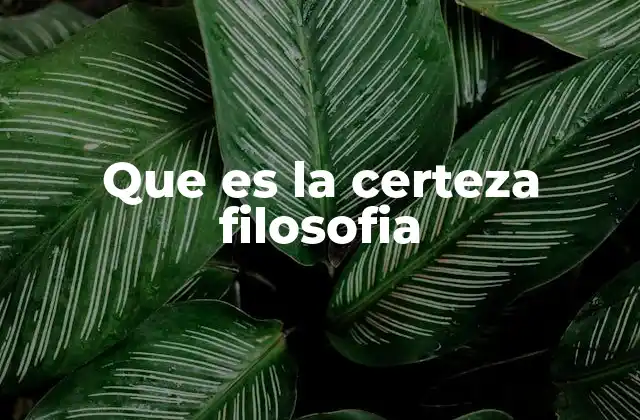 Que es la Certeza Filosofia