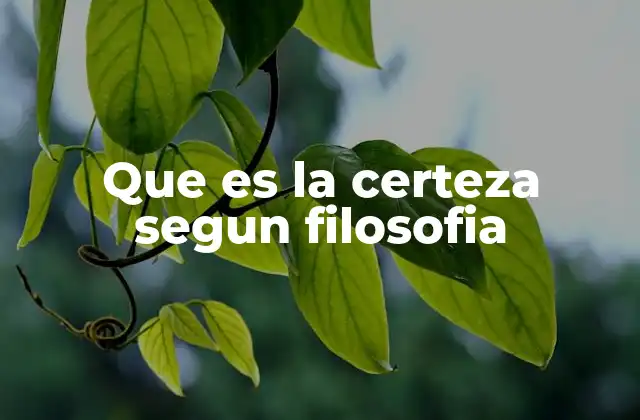 Que es la Certeza Segun Filosofia