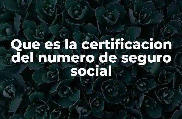 Que es la Certificacion Del Numero de Seguro Social