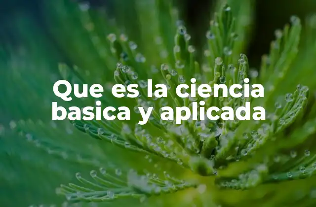 Que es la Ciencia Basica y Aplicada