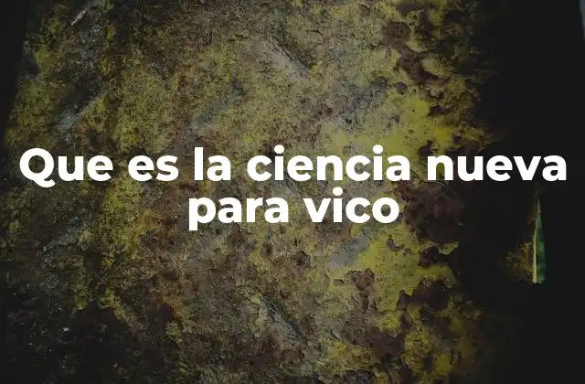 Que es la Ciencia Nueva para Vico