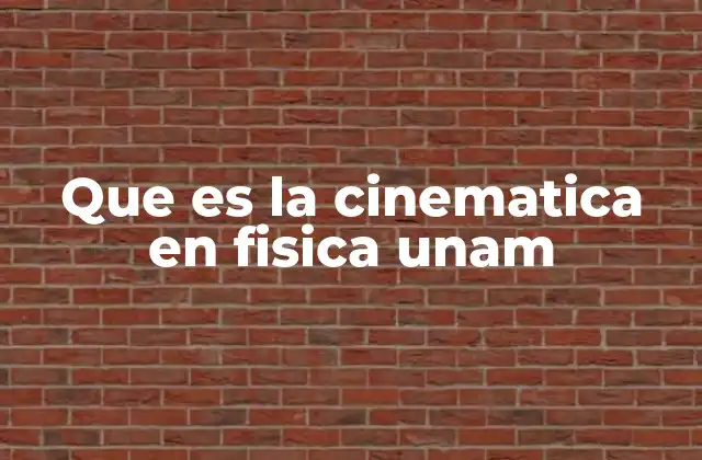 Que es la Cinematica en Fisica Unam