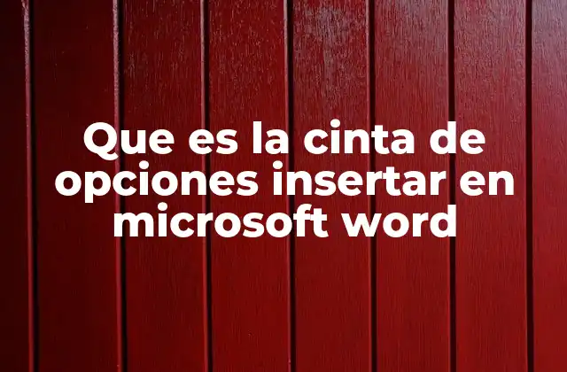 Que es la Cinta de Opciones Insertar en Microsoft Word