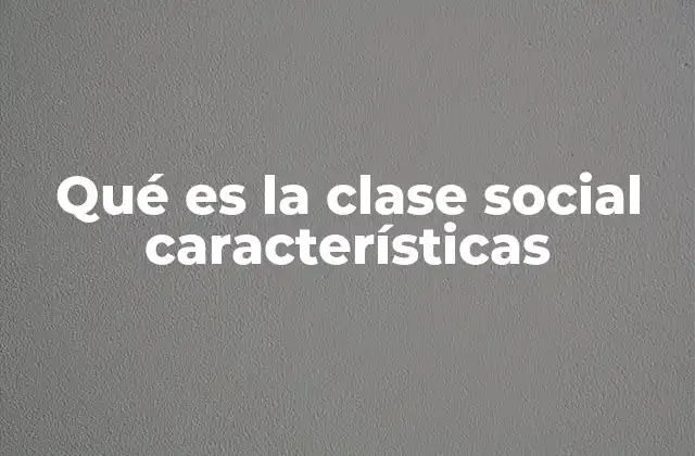 Qué es la Clase Social Características