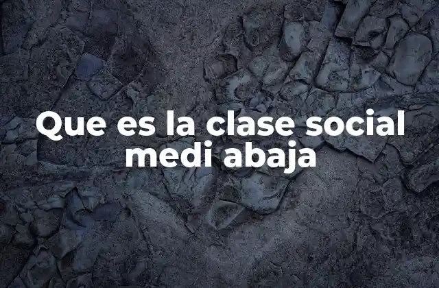 Que es la Clase Social Medi Abaja