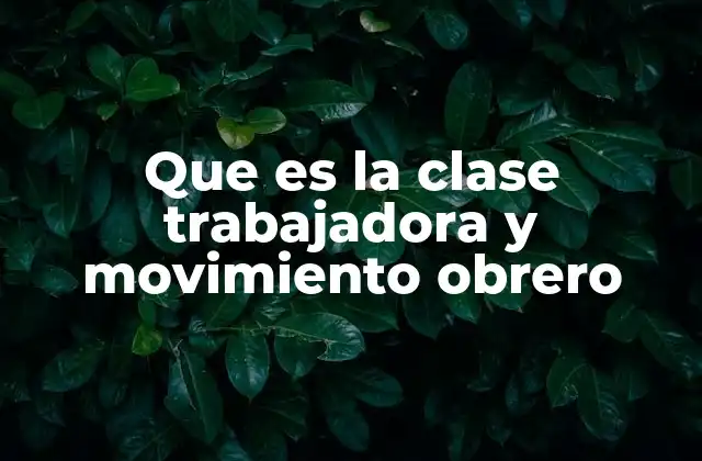 Que es la Clase Trabajadora y Movimiento Obrero