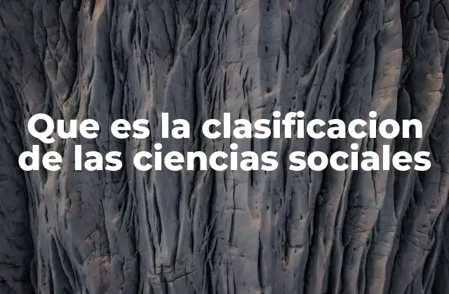 Que es la Clasificacion de las Ciencias Sociales