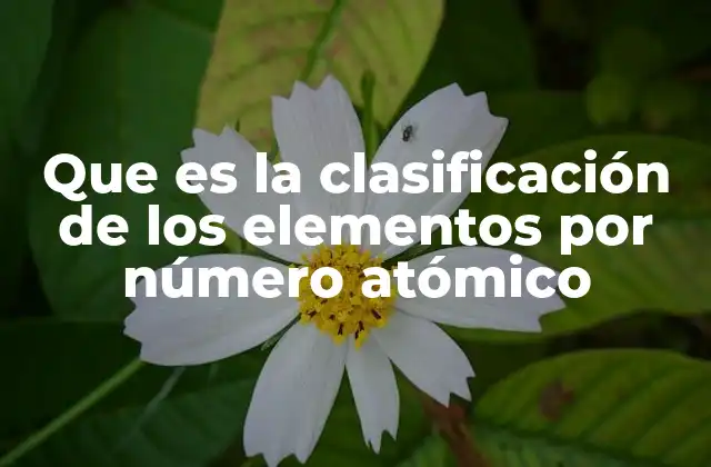 Que es la Clasificación de los Elementos por Número Atómico