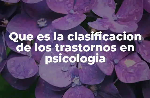 Que es la Clasificacion de los Trastornos en Psicologia
