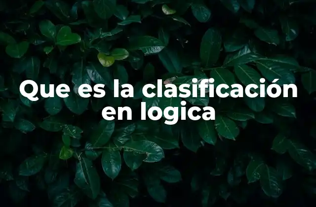 Que es la Clasificación en Logica