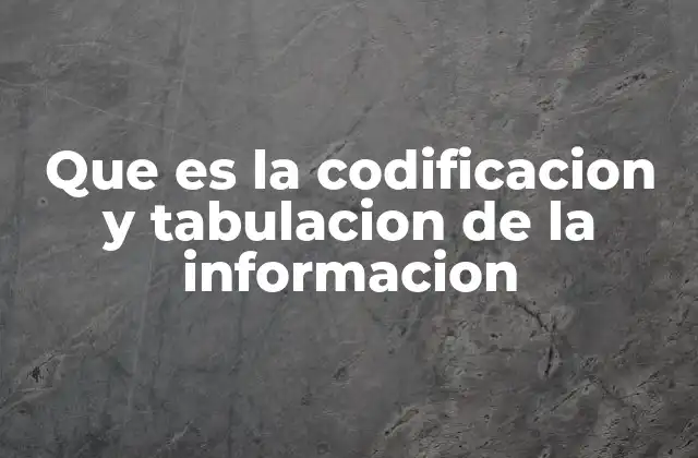 Que es la Codificacion y Tabulacion de la Informacion