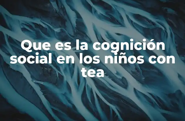 Que es la Cognición Social en los Niños con Tea