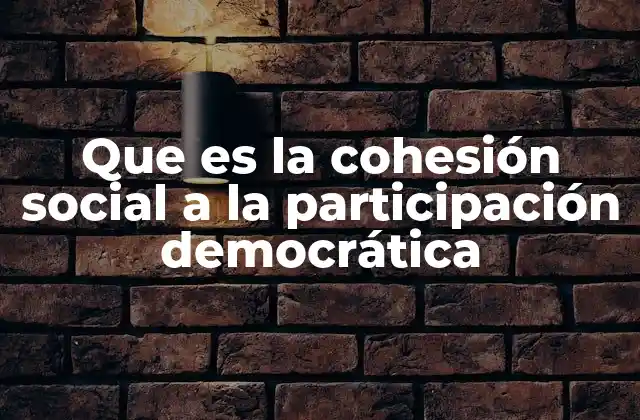Que es la Cohesión Social a la Participación Democrática