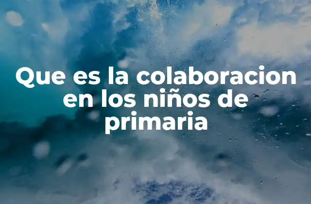 Que es la Colaboracion en los Niños de Primaria