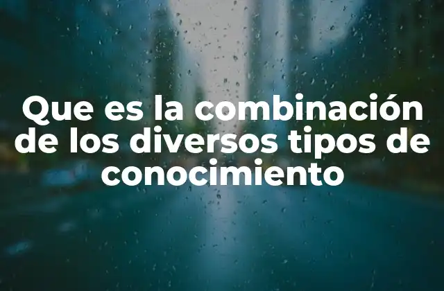 Que es la Combinación de los Diversos Tipos de Conocimiento 2 La integración epistemológica como puente entre mundos