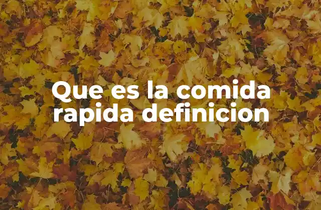 Que es la Comida Rapida Definicion