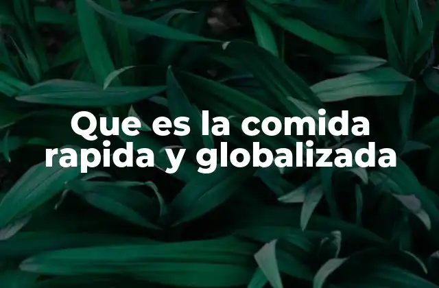 Que es la Comida Rapida y Globalizada