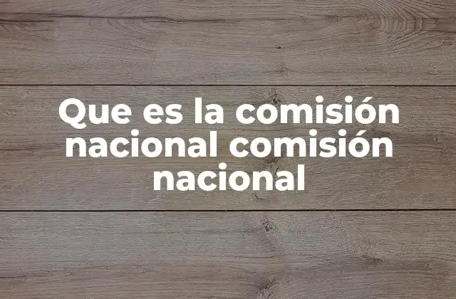 Que es la Comisión Nacional Comisión Nacional