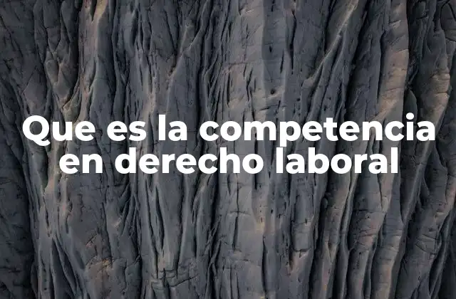 Que es la Competencia en Derecho Laboral