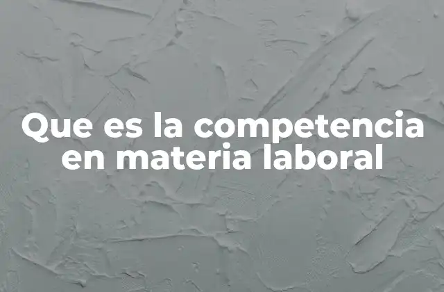 Que es la Competencia en Materia Laboral