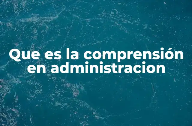 Que es la Comprensión en Administracion