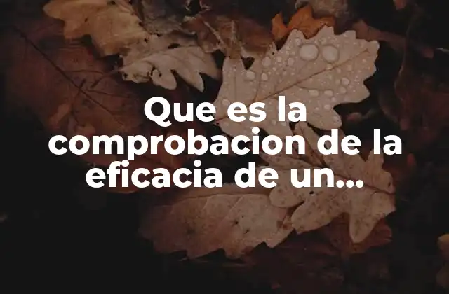 Que es la Comprobacion de la Eficacia de un Producto