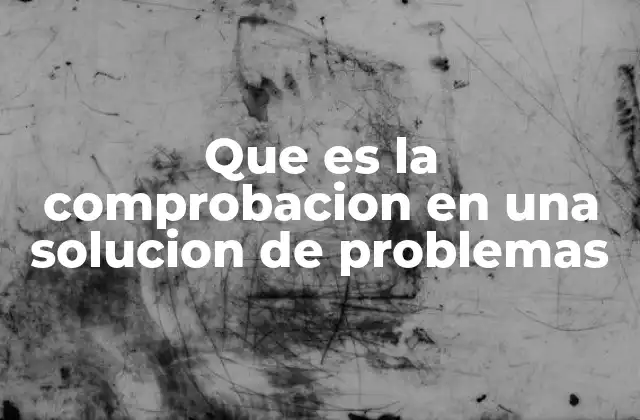 Que es la Comprobacion en una Solucion de Problemas