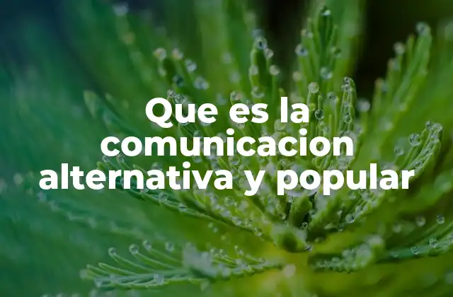 Que es la Comunicacion Alternativa y Popular