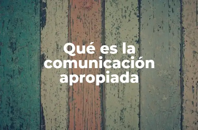 Qué es la Comunicación Apropiada