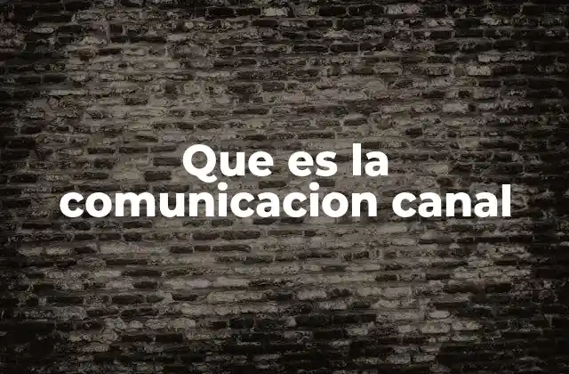 Que es la Comunicacion Canal