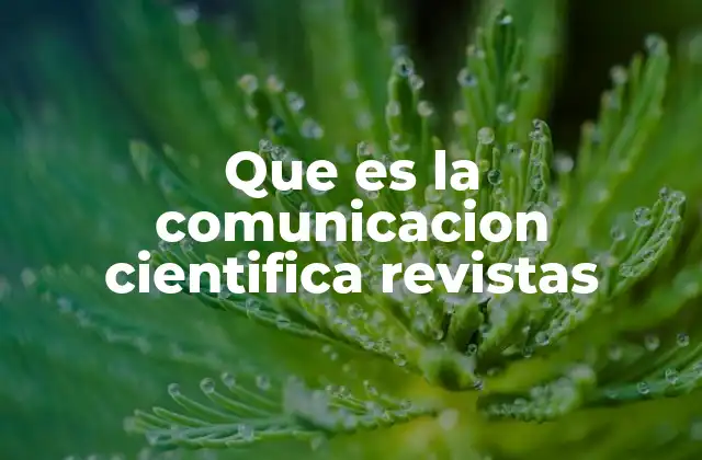 Que es la Comunicacion Cientifica Revistas