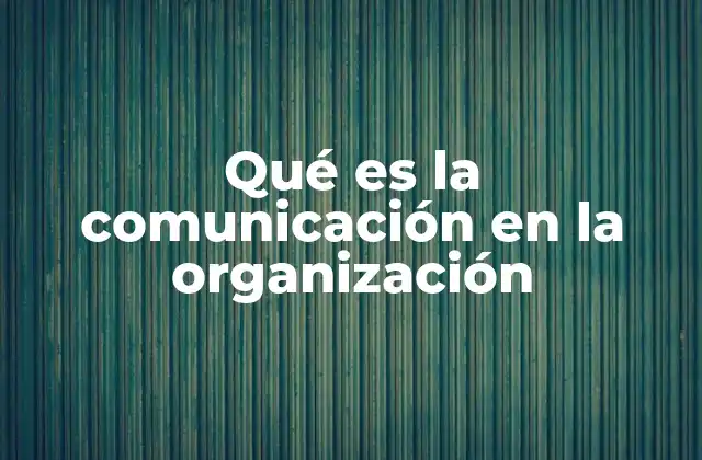 Qué es la Comunicación en la Organización