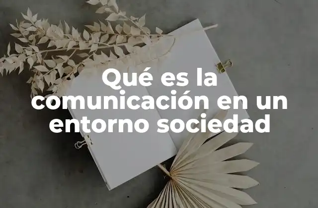 Qué es la Comunicación en un Entorno Sociedad