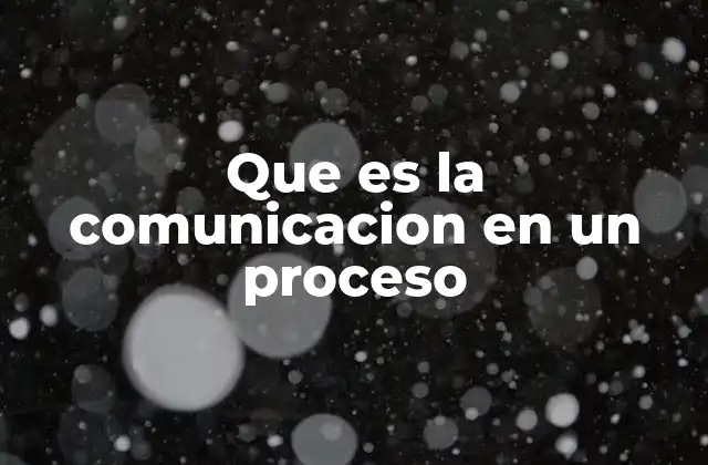 Que es la Comunicacion en un Proceso