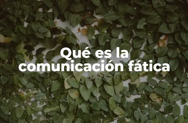 Qué es la Comunicación Fática