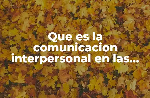 Que es la Comunicacion Interpersonal en las Organizaciones