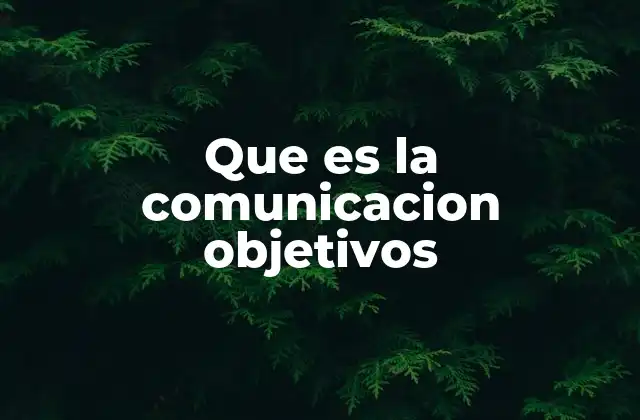 Que es la Comunicacion Objetivos