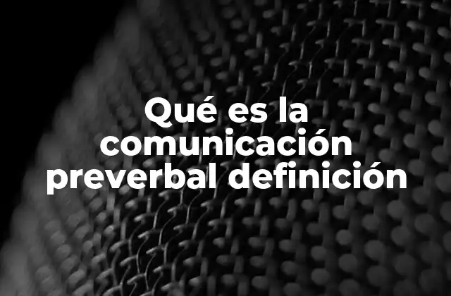 Qué es la Comunicación Preverbal Definición