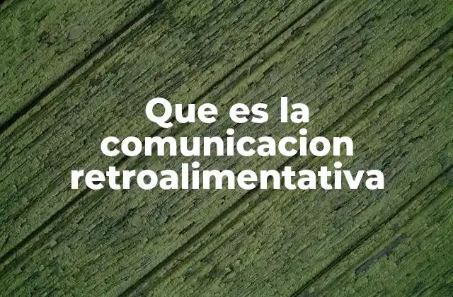 Que es la Comunicacion Retroalimentativa